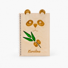 Caiet de notițe din lemn Panda, 15x21 cm