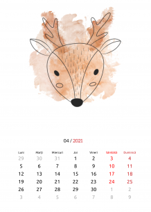 Calendar de perete, Pentru copii - cu animale, 20x30 A4 cm