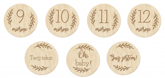 Plăcuță de identificare, Set de 12 luni - Cerc, 11 cm