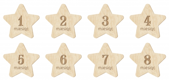 Plăcuță de identificare, Set de 12 luni - Star, 11 cm