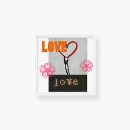 Poster în ramă, Ziua Îndrăgostiților love love - ramă albă, 35x35  cm