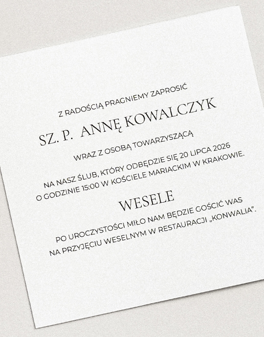 Invitație, Colecție Minimalist