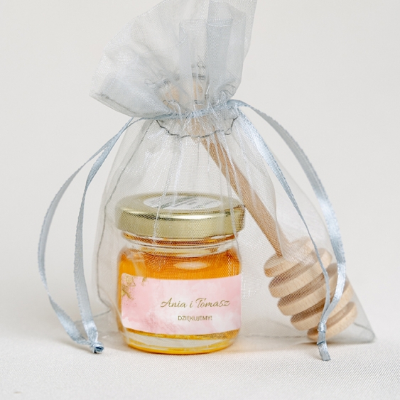 Miere, Colecția Glamour - Miere multiflorală 40 ml cu o cupă într-o pungă de organza