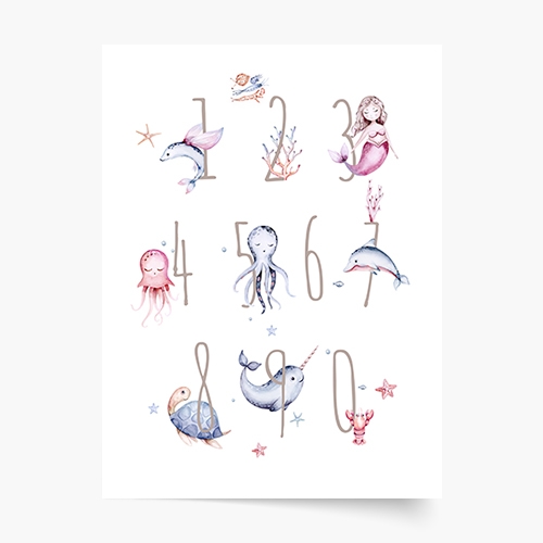 Poster, Numere subacvatice - pentru fete, 21x30