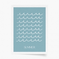 Poster, Blue Summer Waves, 20x30 cm