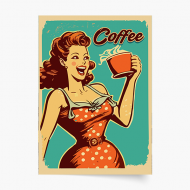 Poster, Lady with coffee, 20x30 cm