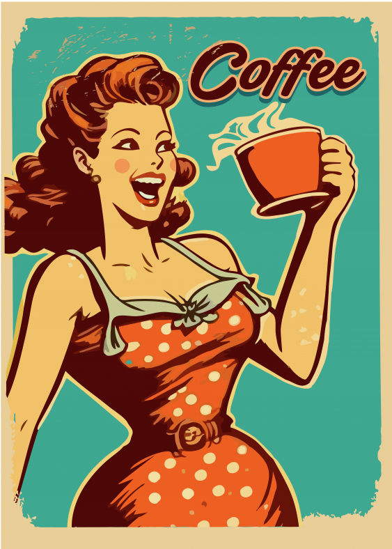 Poster, Doamnă cu cafea, 21x30