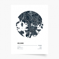 Poster, Maps: Helsinki, 20x30 cm