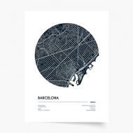 Poster, Maps: Barcelona, 20x30 cm