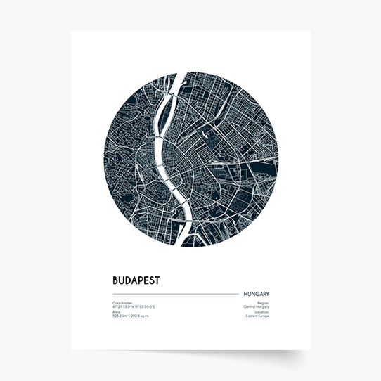 Poster, Hărți: Budapesta, 21x30