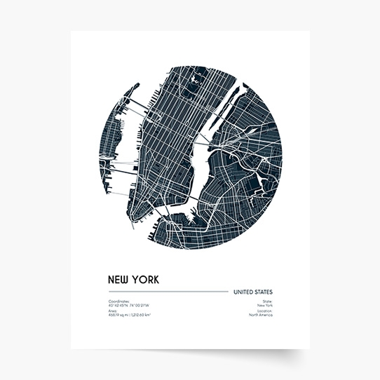 Poster, Hărți: New York, 21x30