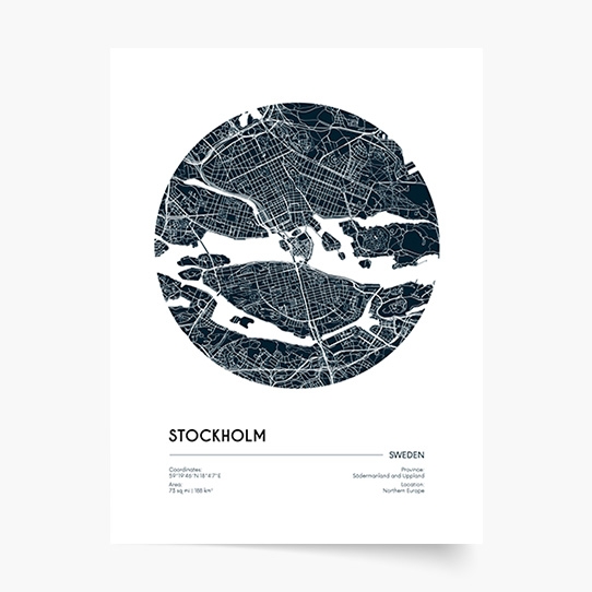 Poster, Hărți: Stockholm, 21x30