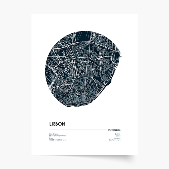 Poster, Hărți: Lisabona, 21x30