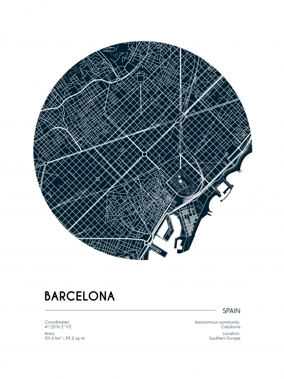 Poster, Hărți: Barcelona, 21x30