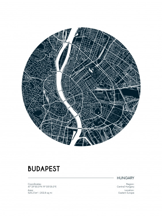 Poster, Hărți: Budapesta, 21x30