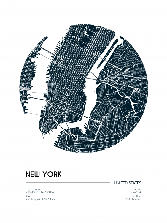 Poster, Hărți: New York, 21x30