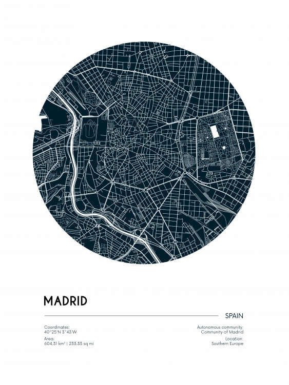 Poster, Hărți: Madrid, 21x30