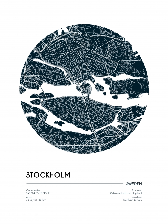 Poster, Hărți: Stockholm, 21x30