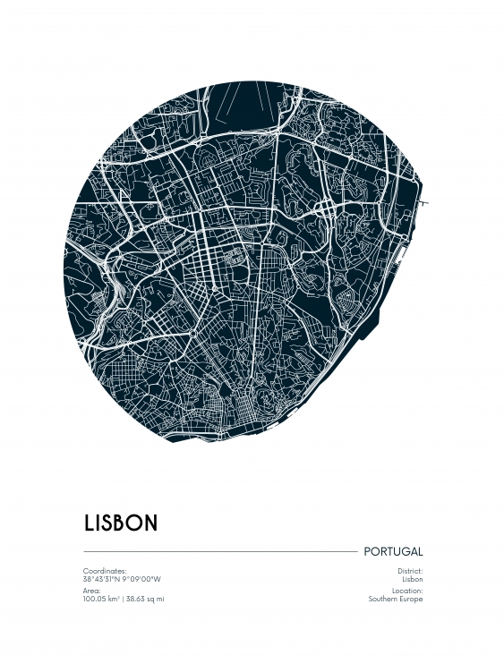 Poster, Hărți: Lisabona, 21x30