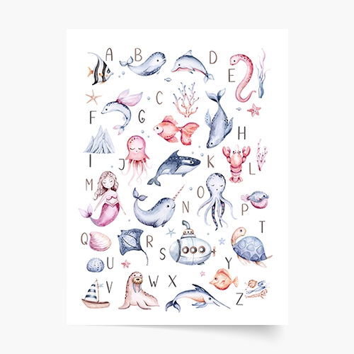 Poster, Alfabet: Fata Oceanului, 21x30