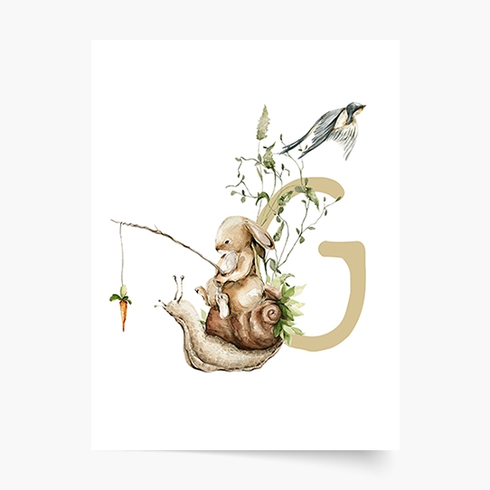 Poster, Alfabet - G: Animale de pădure, 21x30