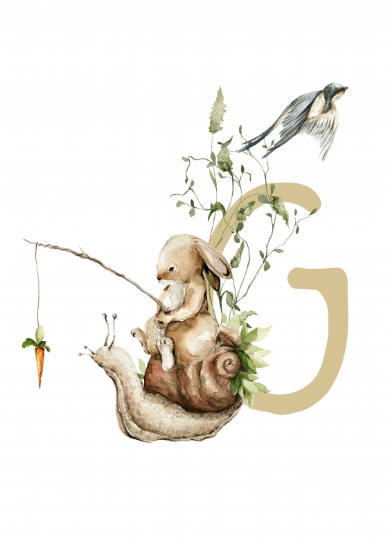 Poster, Alfabet - G: Animale de pădure, 21x30