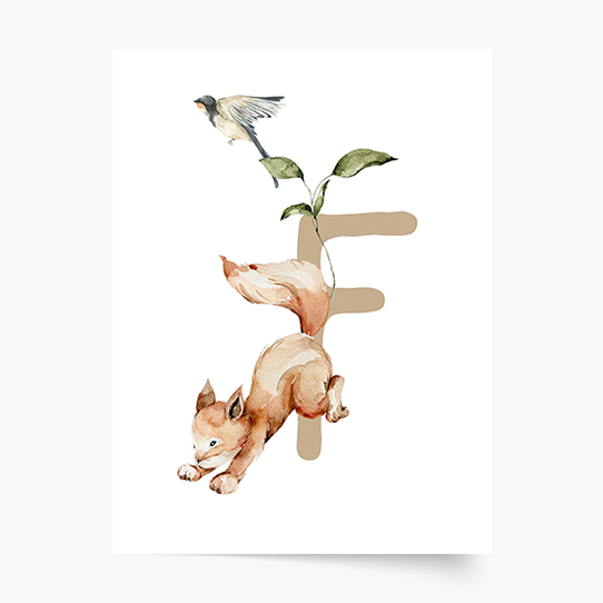Poster, Alfabet - F: Animale de pădure, 21x30