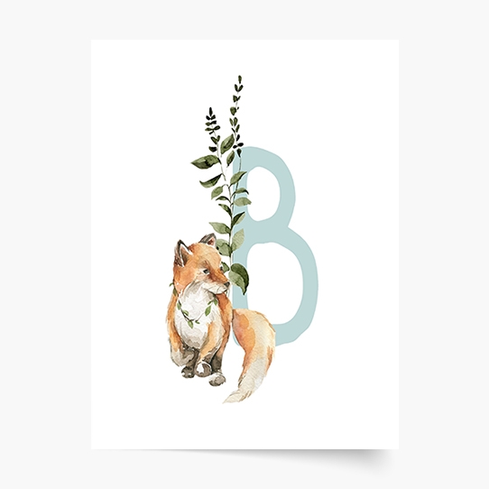 Poster, Alfabet - B: Animale de pădure, 21x30