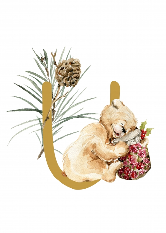 Poster, Alfabet - U: Animale de pădure, 21x30