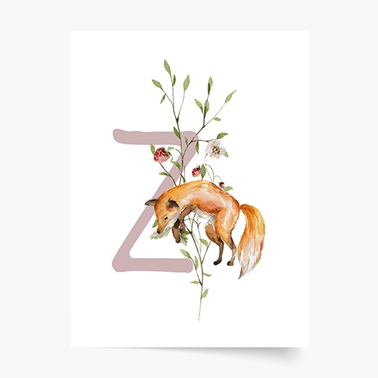 Poster, Alfabet - Z: Animale de pădure, 21x30