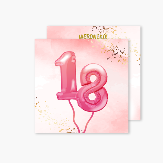 Felicitare personalizată Roz 18, 14x14 cm