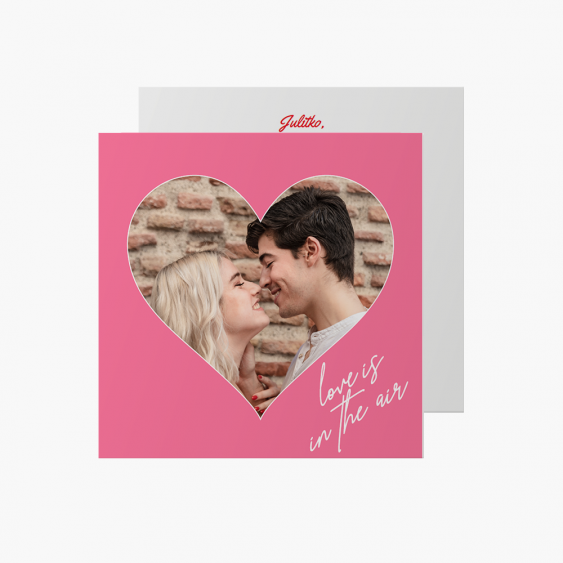Felicitare personalizată Valentin roz, 14x14 cm