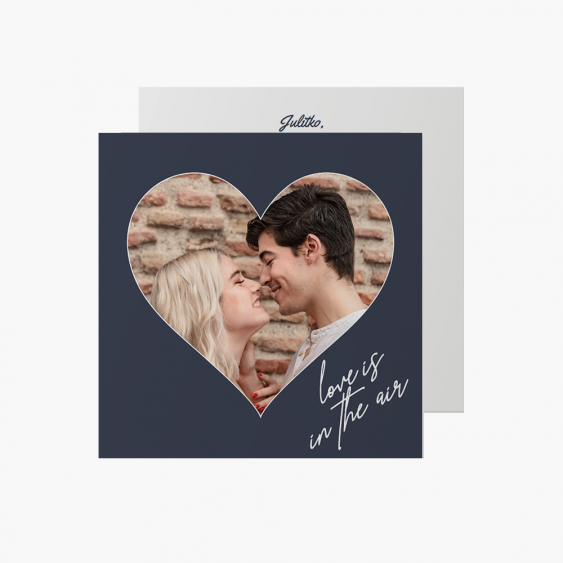 Felicitare personalizată Valentin albastru, 14x14 cm