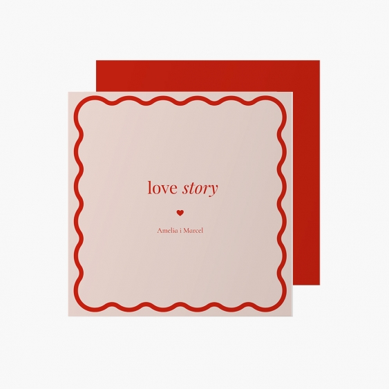 Felicitare personalizată Poveste de dragoste roz, 14x14 cm