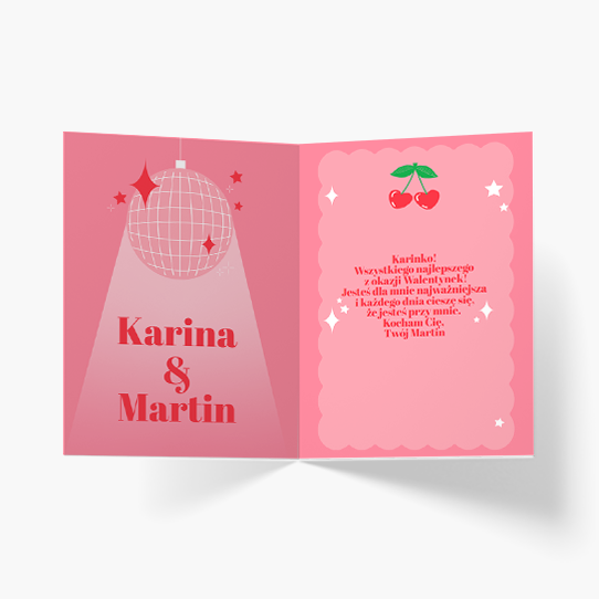 Felicitare personalizată Colecția Te iubesc mult, cireșe, 20x30 cm
