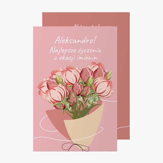 Felicitare personalizată Ziua onomastică roz, 10x15 cm