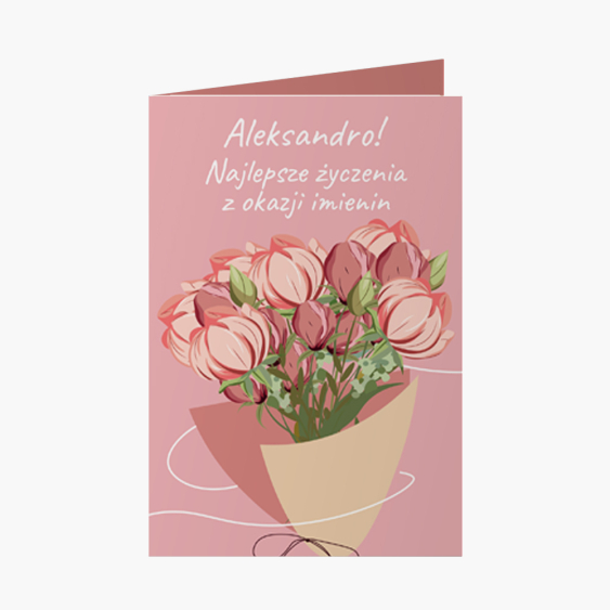 Felicitare personalizată Ziua onomastică roz, 20x30 cm