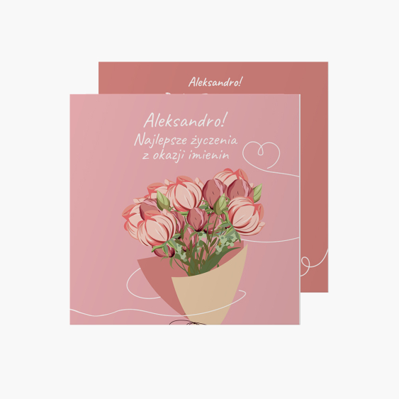 Felicitare personalizată Ziua onomastică roz, 14x14 cm