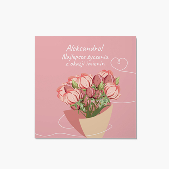 Felicitare personalizată Ziua onomastică roz, 14x14 cm