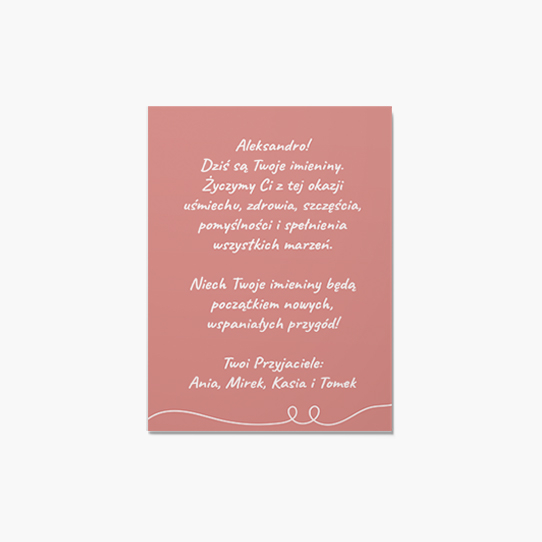 Felicitare personalizată Ziua onomastică roz, 10x15 cm