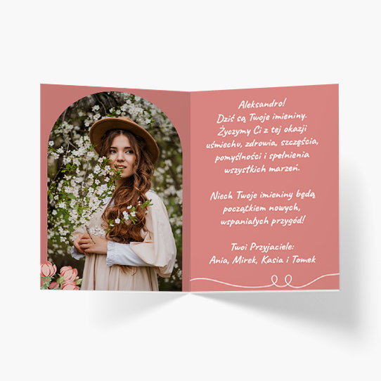 Felicitare personalizată Ziua onomastică roz, 20x30 cm