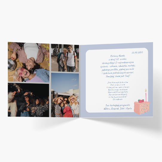 Felicitare personalizată Tort de ziua de naștere, 14x14 cm
