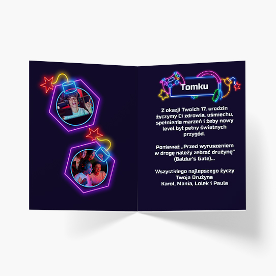 Felicitare personalizată Pentru El: Jocuri, 20x30 cm