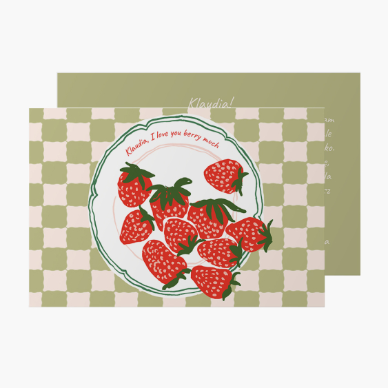 Felicitare personalizată Căpșuni, 15x10 cm
