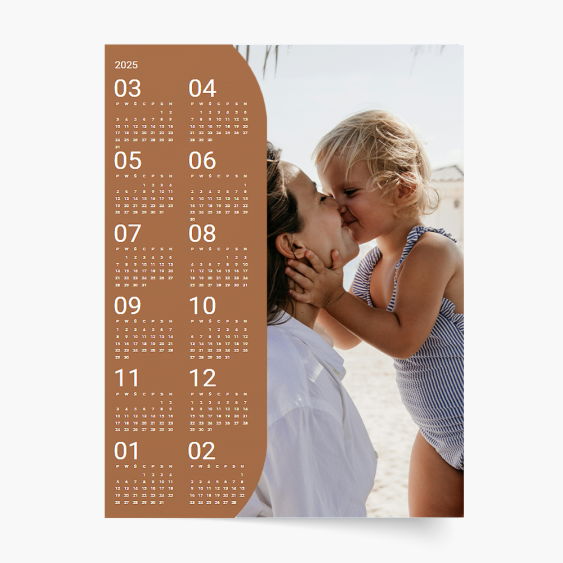 Calendar de perete, Calendar foto complet, față simplă, 30x40