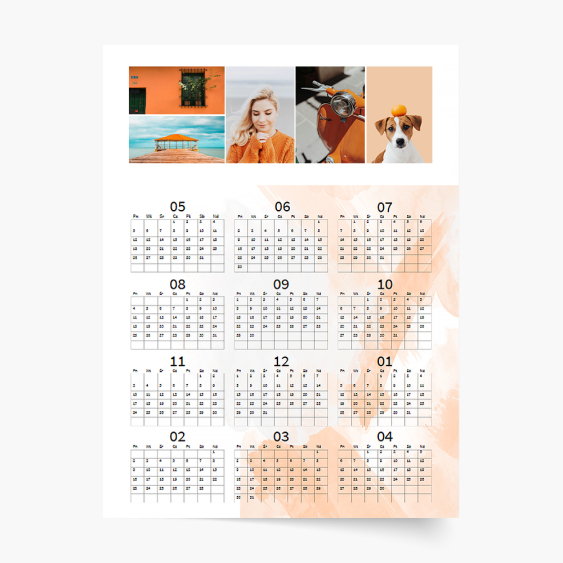 Calendar de perete, Calendar pastelat cu o singură față, 30x40