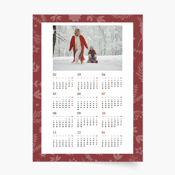 Calendar de perete, Calendar de Crăciun cu o singură față, 30x40