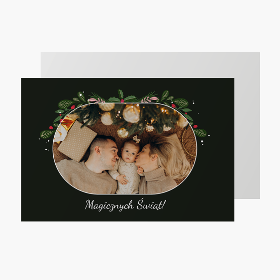 Felicitare personalizată Magia Crăciunului, timp vesel, 15x10 cm