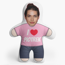 Pernă 3D personalizată, catifea, Mini eu, îl iubesc, 46x33 cm