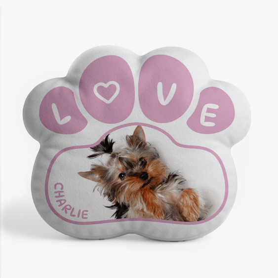 Pernă 3D personalizată, catifea, Labă de dragoste, 44x44 cm